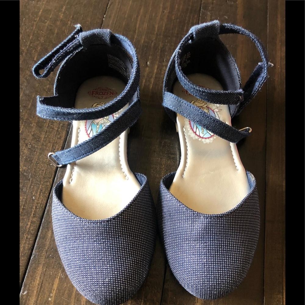 Disney elsa denim shoes strapped ankle girls 8.5
